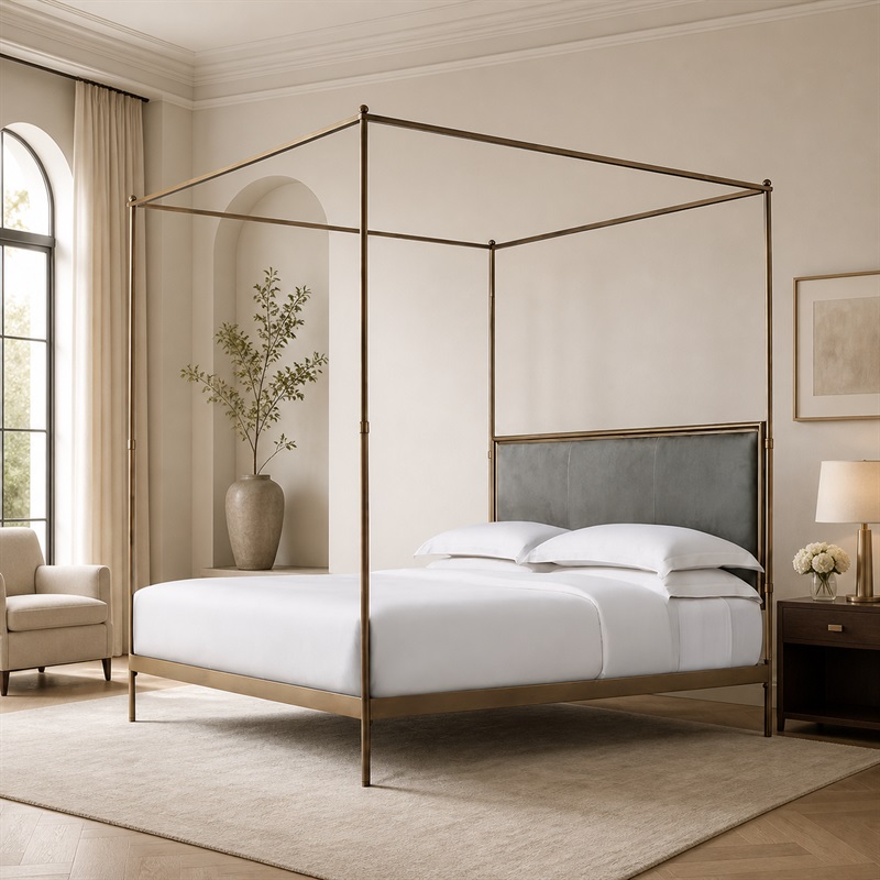 Canopy Bed Frame Metal Queen - Rama łóżka w stylu francuskim, nowoczesna,