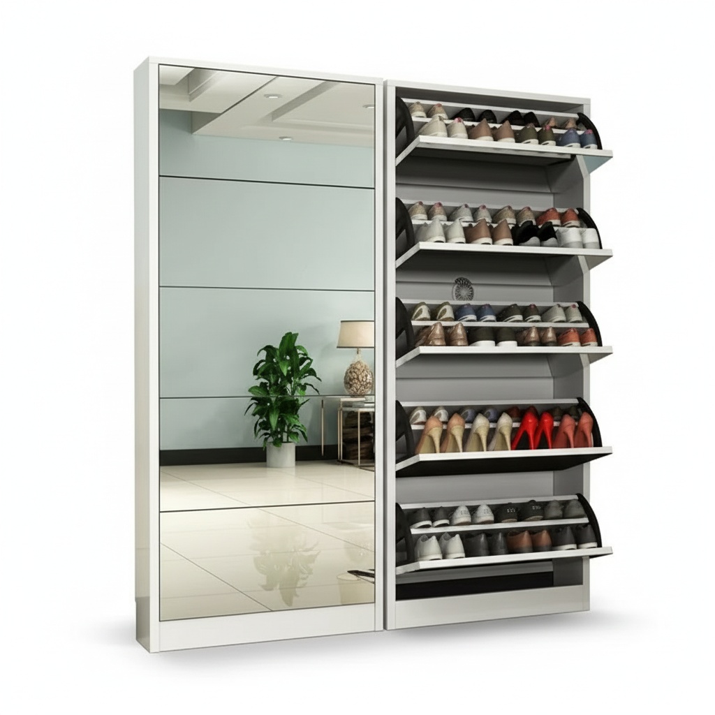 Shoe Rack Cabinet Narrow Entryway - Nowoczesna drewniana szafka na buty z