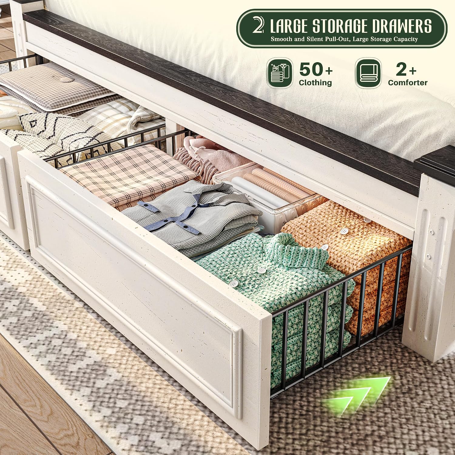King Size Bed Frame With Storage Drawers - Rama łóżka typu King Size z