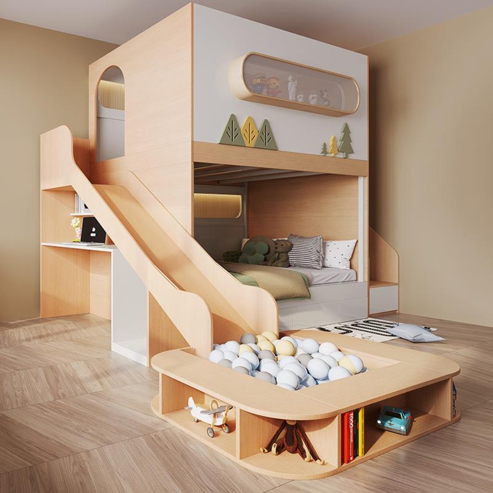 Bunk Bed With Stairs And Slide - Łóżko piętrowe w kształcie kapsuły kosmicznej