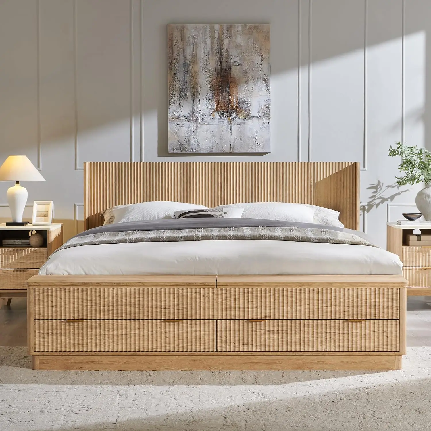 Rama łóżka typu king-size z fr – King Size Bed Frame With Storage Drawers recenzja i cena