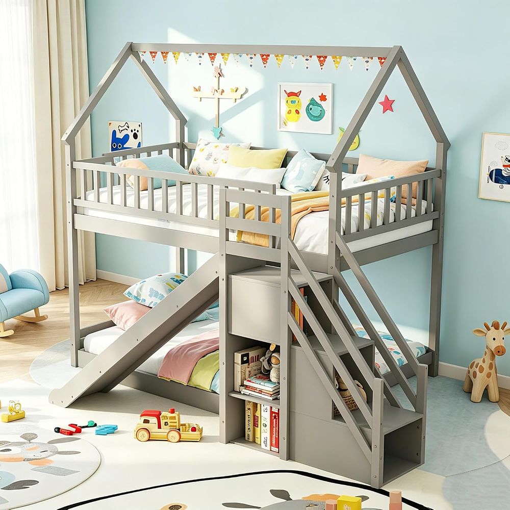 Łóżko piętrowe pojedyncze z wy – Bunk Bed With Stairs And Slide recenzja i cena