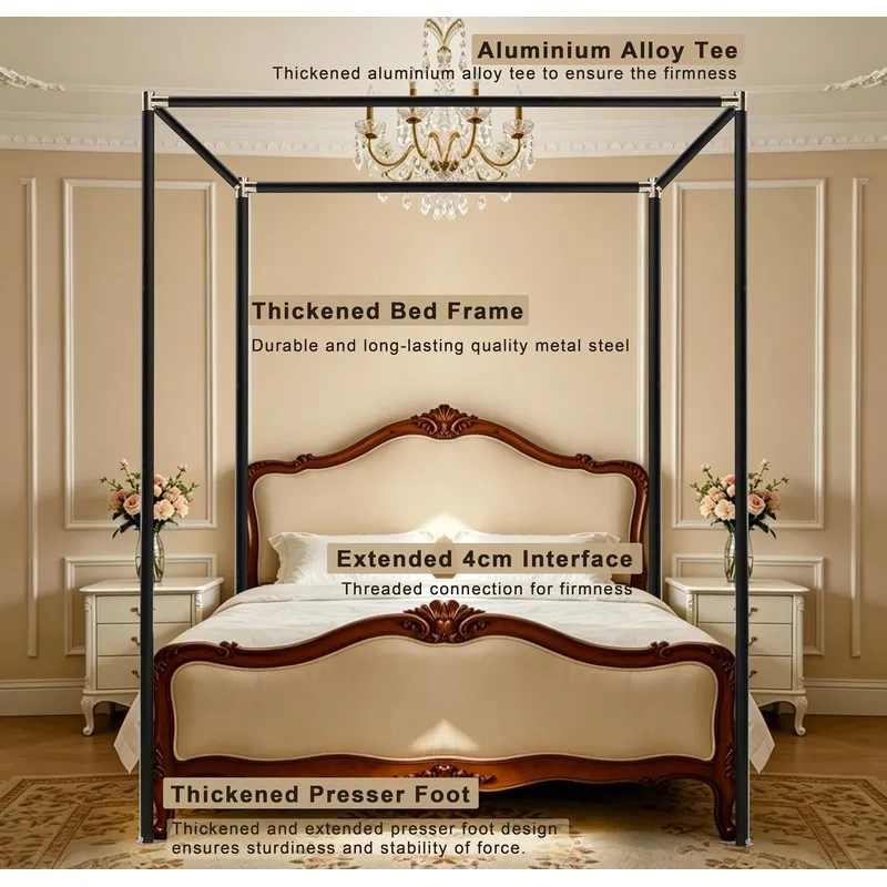Stalowa rama do łóżka z baldac – Canopy Bed Frame Metal Queen recenzja i cena