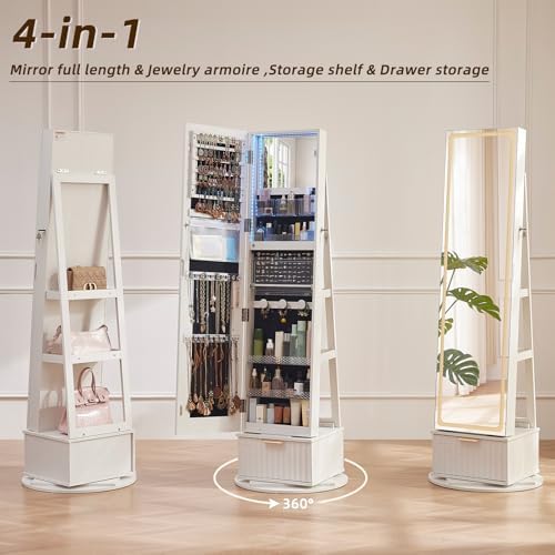 Wielowypukłe 360 °   Obrotowa  – Full Length Mirror Jewelry Armoire recenzja i cena