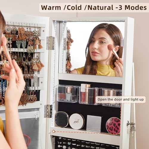 Wielowypukłe 360 °   Obrotowa  – Full Length Mirror Jewelry Armoire recenzja i cena
