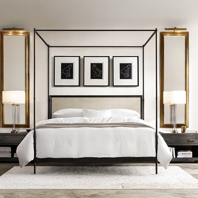 Rama łóżka w stylu francuskim, – Canopy Bed Frame Metal Queen recenzja i cena