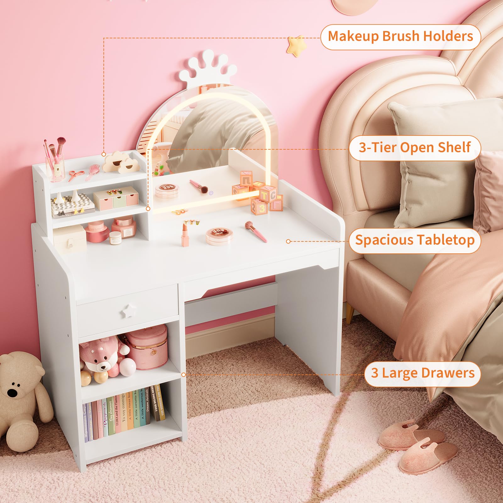 Zestaw toaletki i krzesełka dl – Dressing Table Vanity With Lighted Mirror recenzja i cena