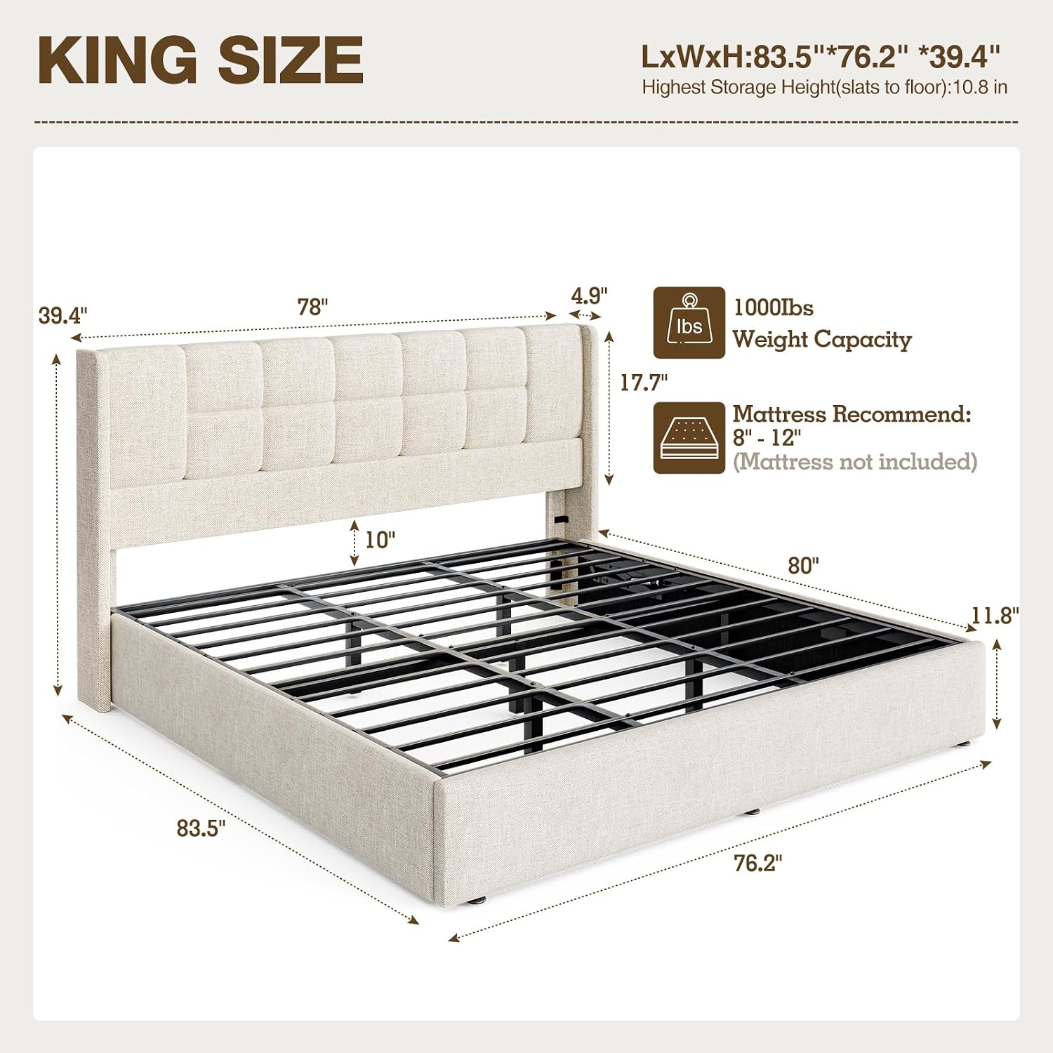 Rama łóżka typu king size z hy – Gas Lift Storage Bed Hydraulic recenzja i cena