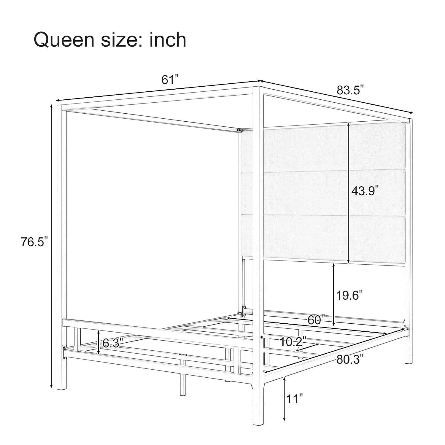 Rama łóżka z baldachimem Queen – Canopy Bed Frame Metal Queen recenzja i cena