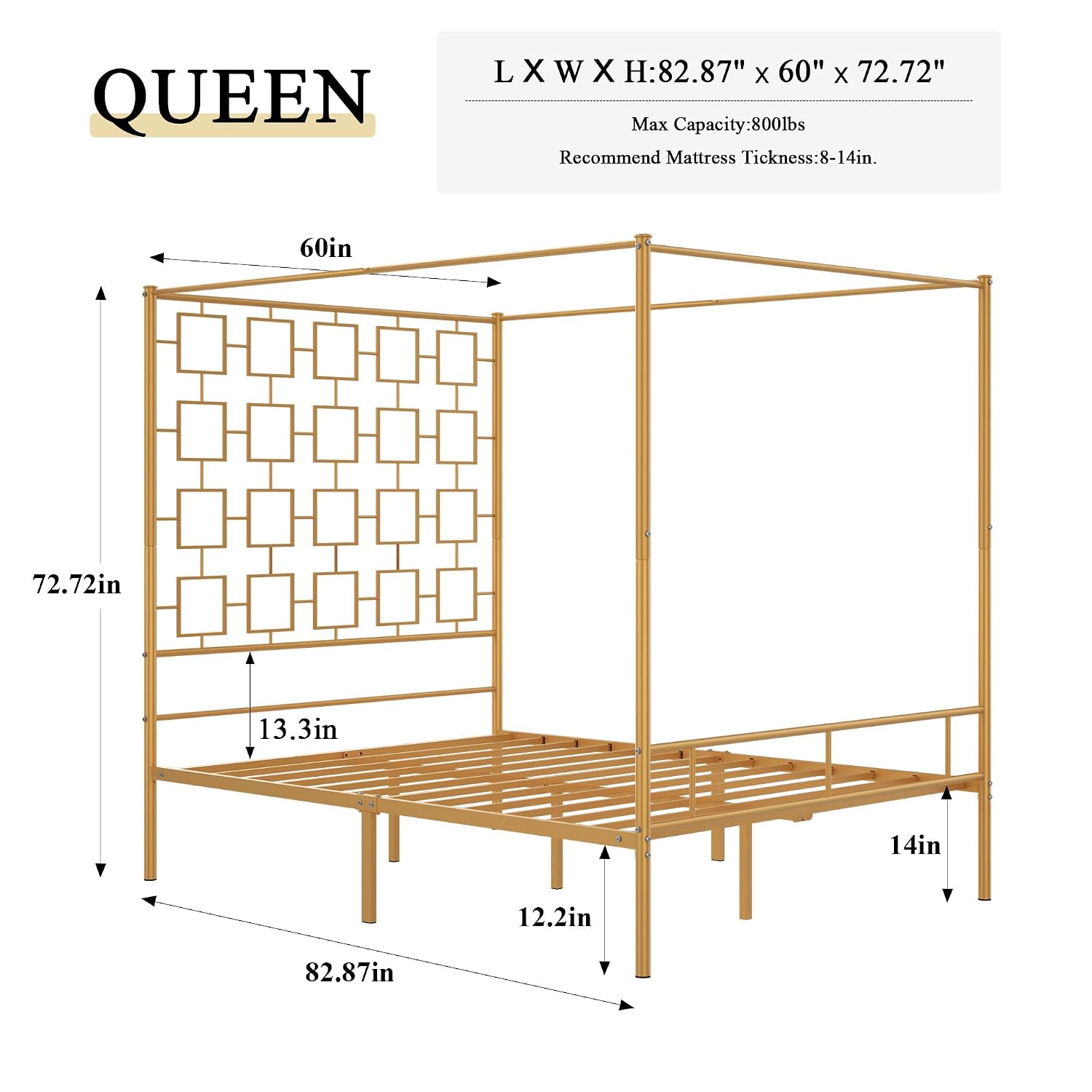 Rama łóżka z baldachimem Queen – Canopy Bed Frame Metal Queen recenzja i cena