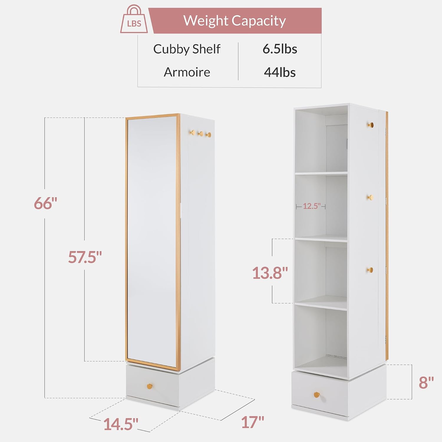 Okrągłe lustro z szafką do prz – Full Length Mirror Jewelry Armoire recenzja i cena