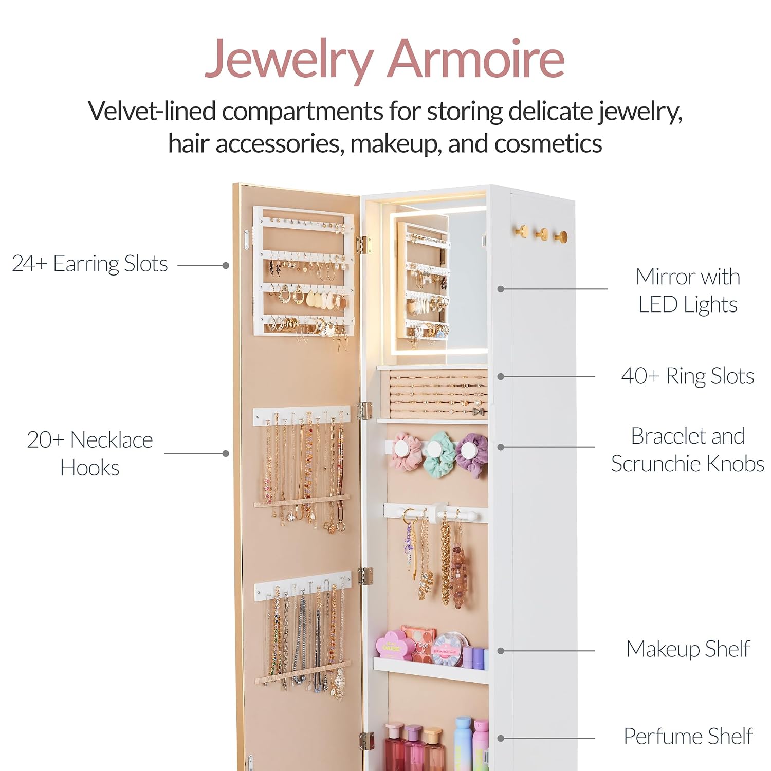 Okrągłe lustro z szafką do prz – Full Length Mirror Jewelry Armoire recenzja i cena