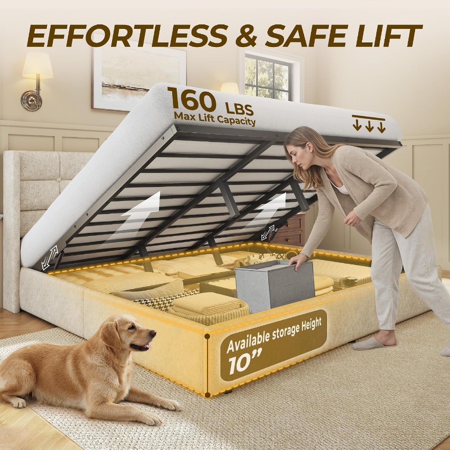Rama łóżka z podwyższonym pozi – Gas Lift Storage Bed Hydraulic recenzja i cena