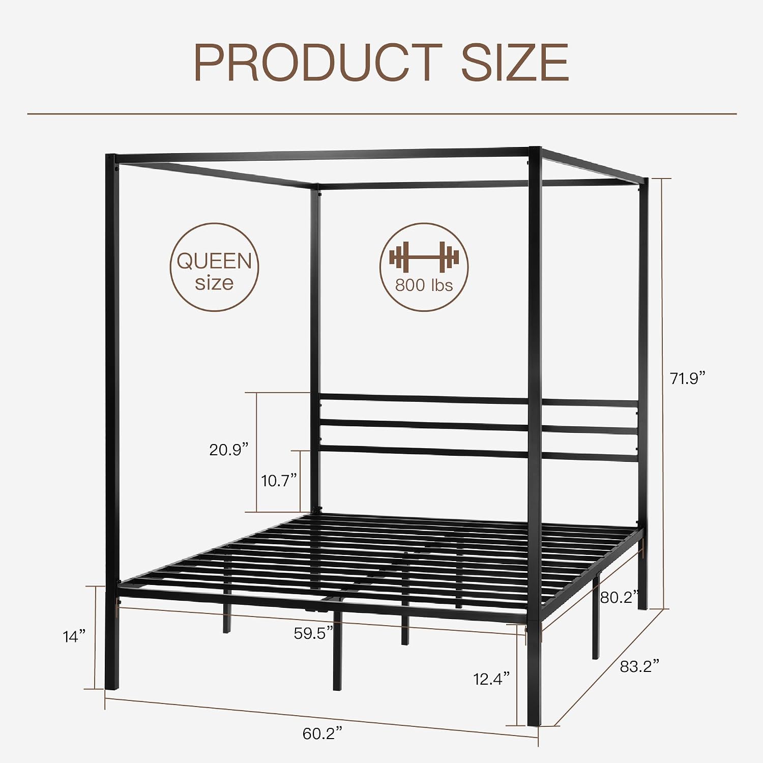Metalowa rama łóżka z baldachi – Canopy Bed Frame Metal Queen recenzja i cena