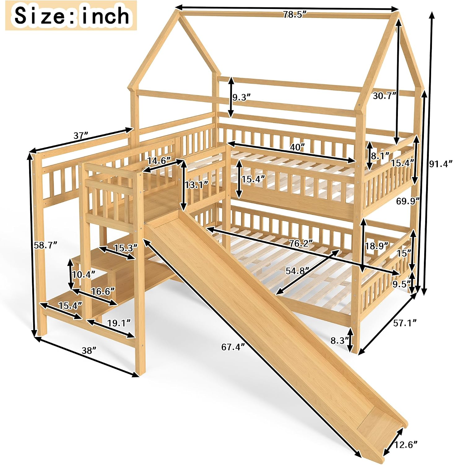 Łóżko piętrowe Full over Full  – Bunk Bed With Stairs And Slide recenzja i cena